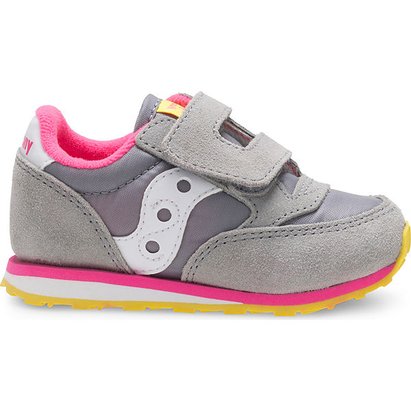 Baby Jazz Hook & Loop Sneaker, Grey / Pink, dynamic