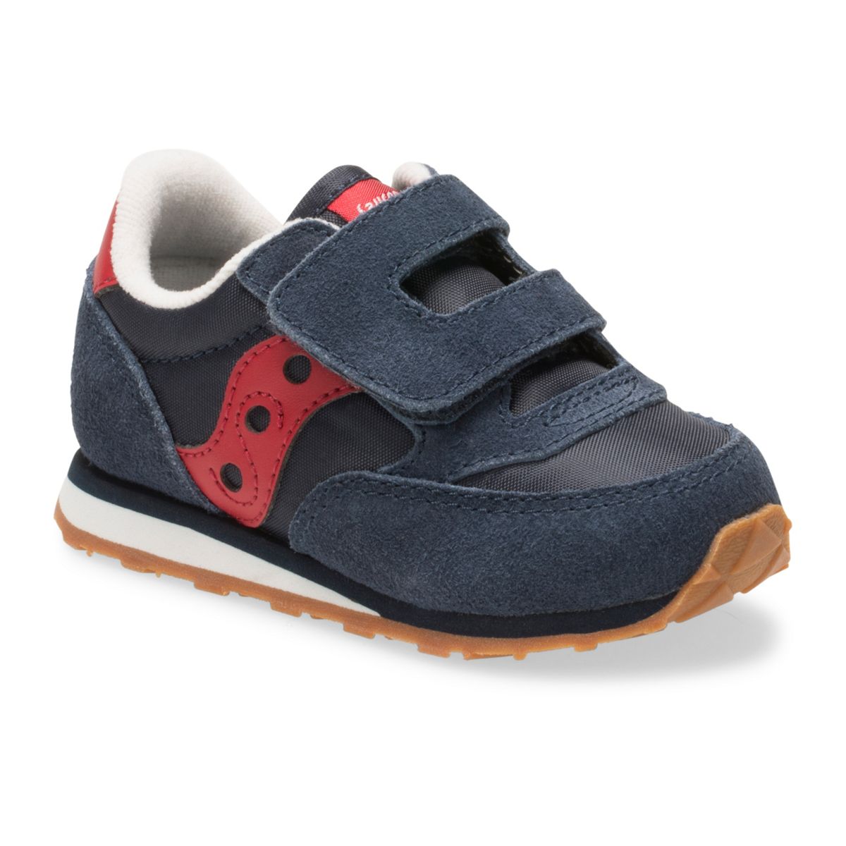 Baby Jazz Hook & Loop Sneaker, Navy / Red, dynamic 2