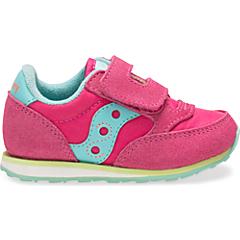 Baby Jazz Hook & Loop Sneaker, Pink/Turq/Lime, dynamic