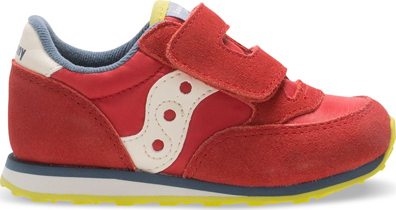 Baby Jazz Hook & Loop Sneaker, Red/Blue/Lime, dynamic