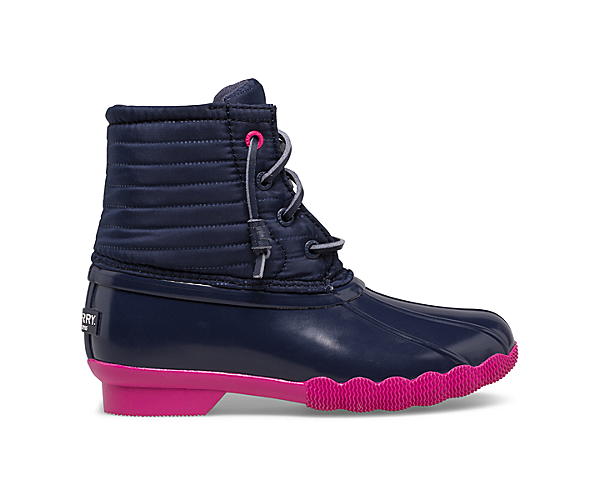 Saltwater Duck Boot, Navy/Pink, dynamic