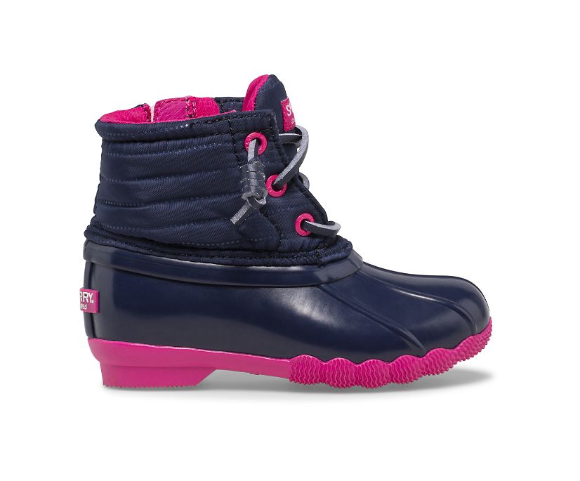 Saltwater Duck Boot, Navy/Pink, dynamic 1