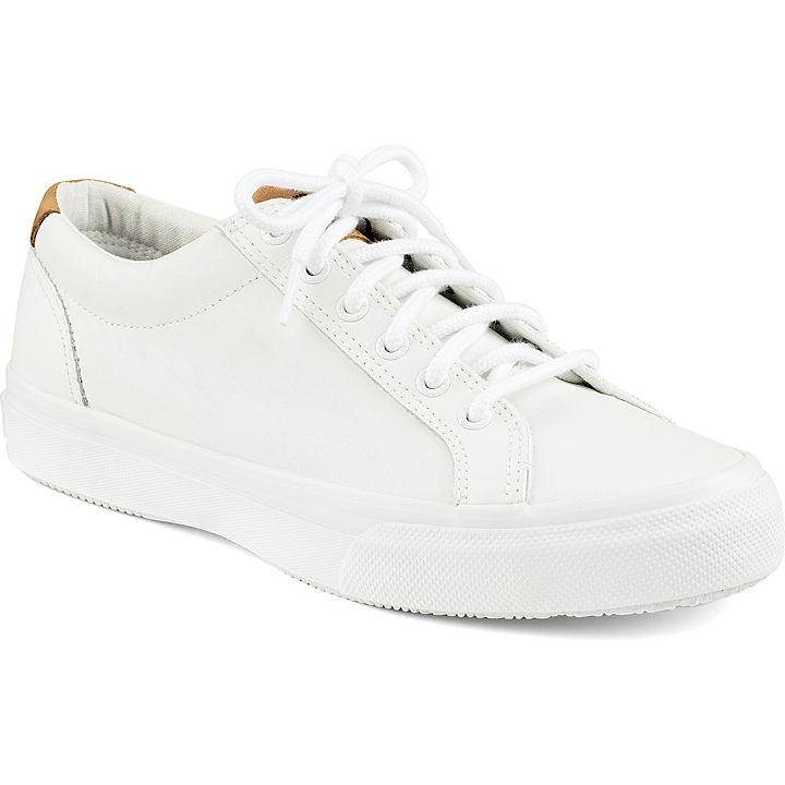 Striper Leather Lace-Up Sneaker, White, dynamic