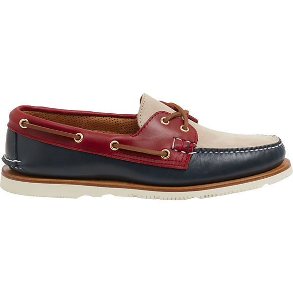 Gold Cup™ Authentic Original™ Handcrafted in Maine Tri-Tone Boat Shoe, Navy/Red/Ivory, dynamic