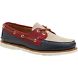 Gold Cup Handcrafted in Maine Authentic Original Tri-Tone Boat Shoe, Navy/Red/Ivory, dynamic 2