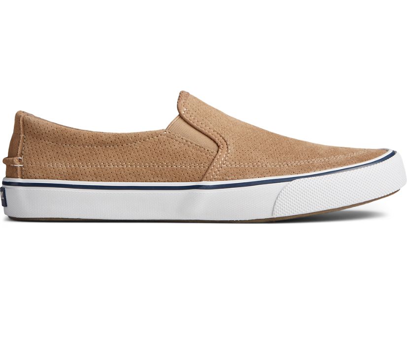 Striper II Twin Gore Perforated Slip On Sneaker, Taupe, dynamic