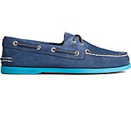 Authentic Original 2-Eye Color Sole Boat Shoe, Navy/Blue, dynamic