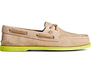 Authentic Original 2-Eye Color Sole Boat Shoe, Taupe/Yellow, dynamic