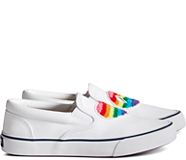 Unisex Striper Slip On Pride Sneaker, White Multi, dynamic