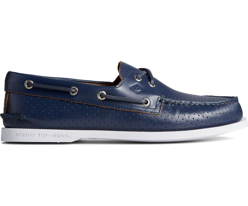 Authentic Original™ 2-Eye Perforated Boat Shoe, Navy, dynamic 1