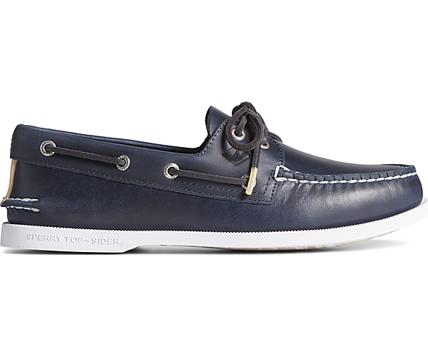 Authentic Original™ 2-Eye Pull Up Leather Boat Shoe, Navy, dynamic