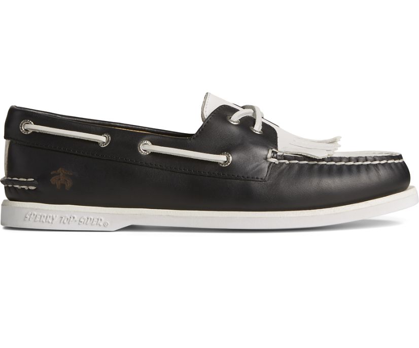 Sperry x Brooks Brothers Authentic Original™ Kiltie Boat Shoe, Black/White, dynamic 1