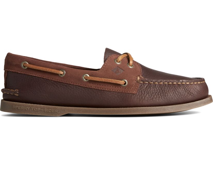 Authentic Original™ Tumbled Suede Boat Shoe, Brown/Gum, dynamic 1