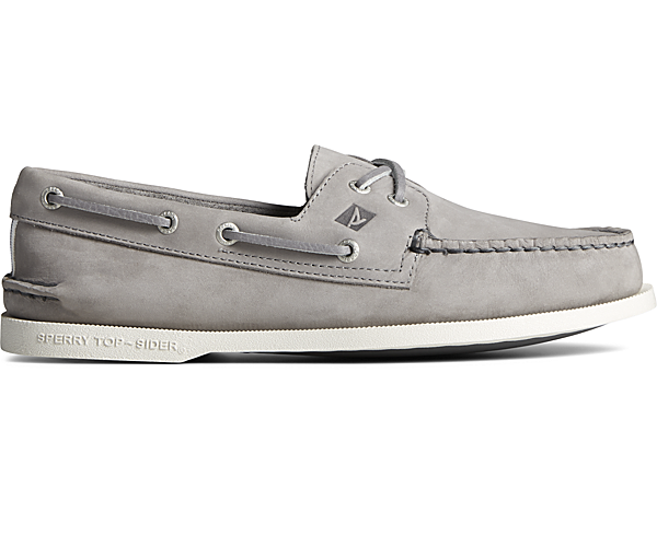 Authentic Original™ Cross Lace Leather Boat Shoe, Grey, dynamic