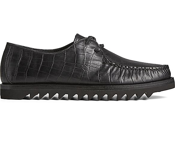 Captain's Leather Oxford, Black Croc, dynamic
