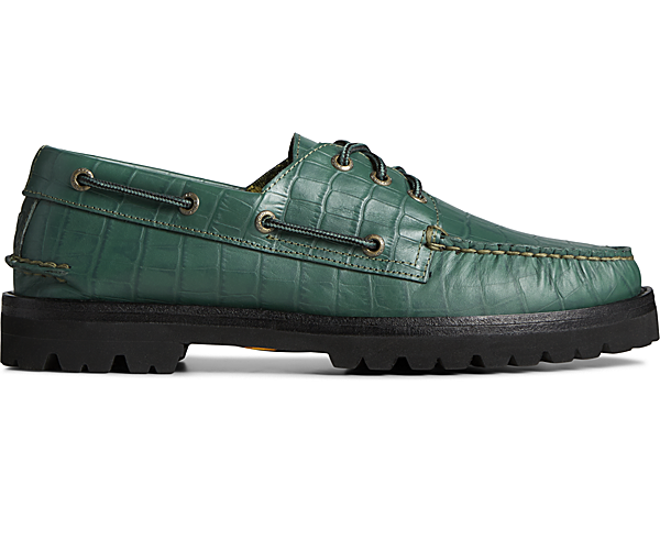 Sperry x Malbon Authentic Original™ 3-Eye Croc Boat Shoe, Green, dynamic
