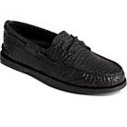 Authentic Original™ Croc Embossed Boat Shoe, Black, dynamic 2