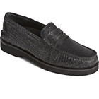 Authentic Original™ Penny Double Sole Croc Embossed Loafer, Black, dynamic 2