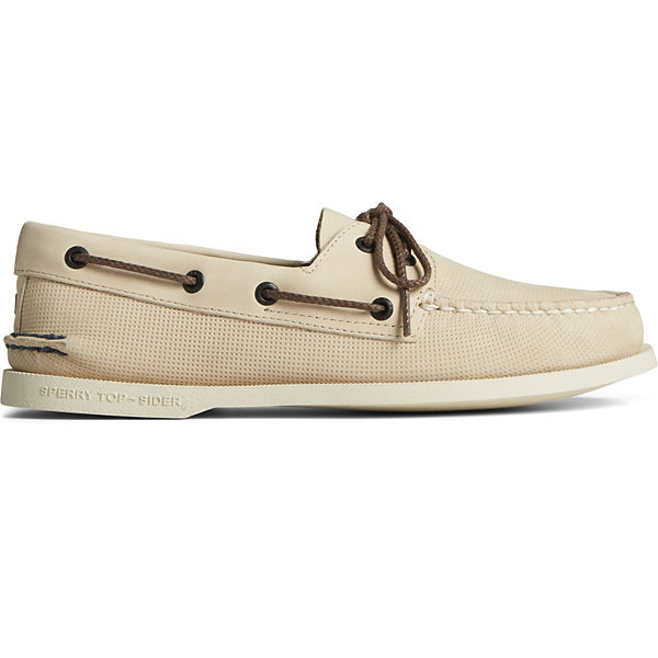 Authentic Original™ Deboss Leather Boat Shoe, Cream, dynamic