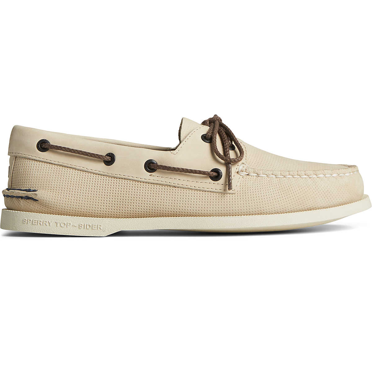 Authentic Original™ Deboss Leather Boat Shoe, Cream, dynamic 1