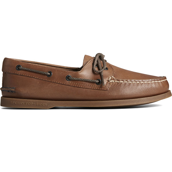 Authentic Original™ Deboss Leather Boat Shoe, Tan, dynamic