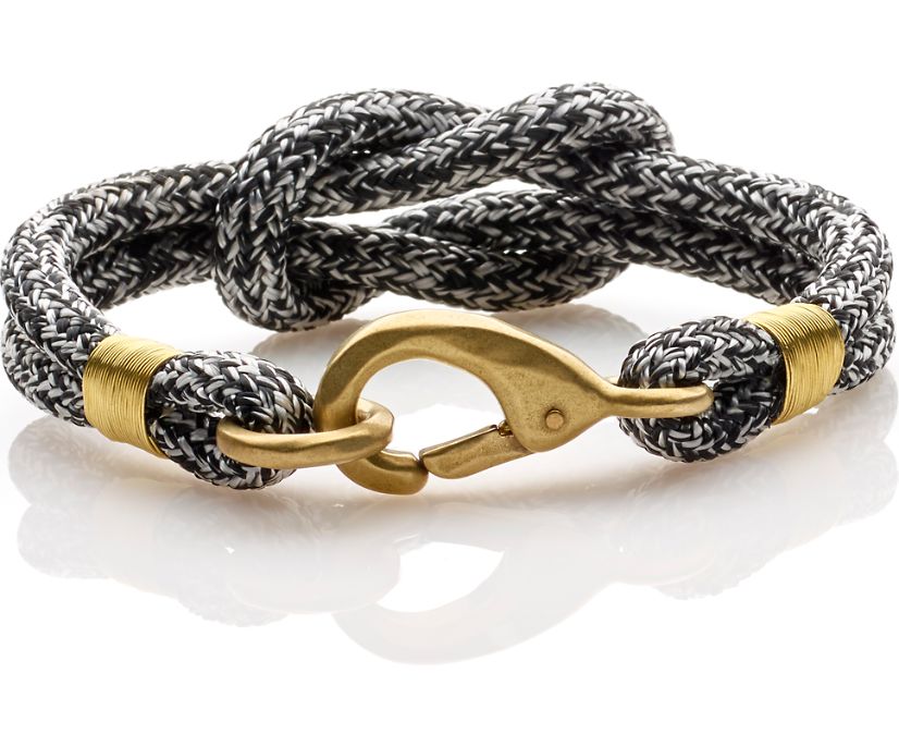 Rope Knot Hook Bracelet, Black/White, dynamic