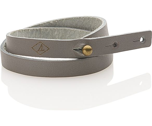 Double Wrap Leather Bracelet, Grey, dynamic