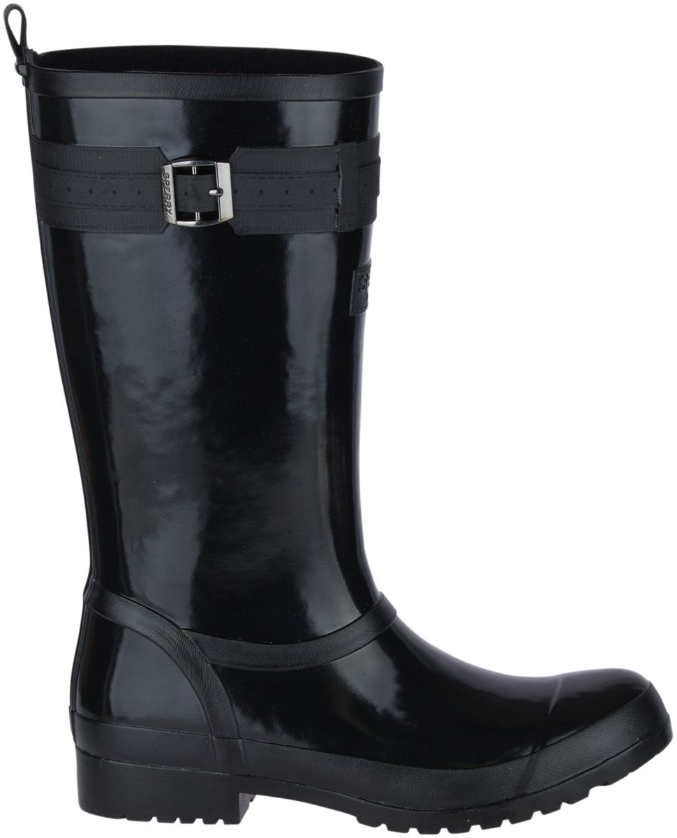 sperry black quilted rain boots