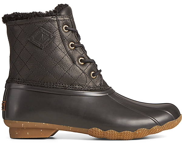 Saltwater Winter Luxe Leather Duck Boot, Black Quilt, dynamic