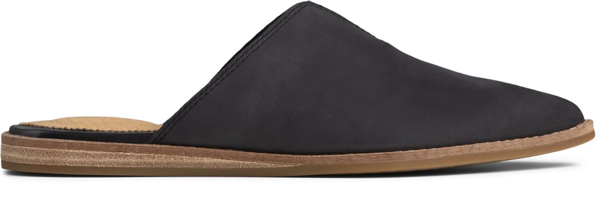 womens black leather mules