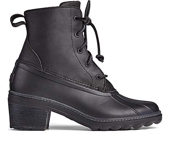 Saltwater Heel Leather Duck Boot, Black, dynamic