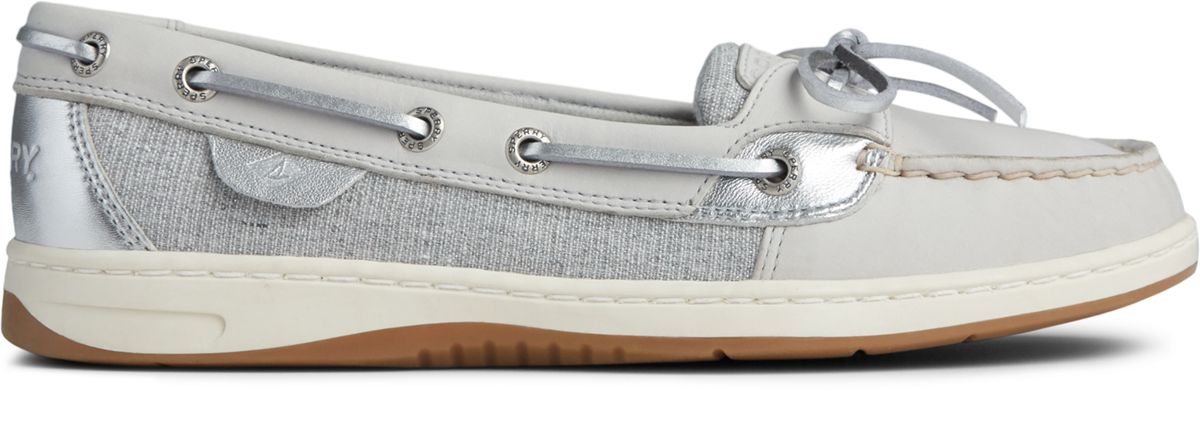 sperry silver boat shoes