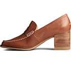 Seaport Penny Heel Leather Loafer, Tan, dynamic 5