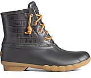 Saltwater Croc Leather Duck Boot, Black, dynamic