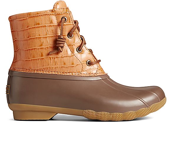 Saltwater Croc Leather Duck Boot, Tan, dynamic
