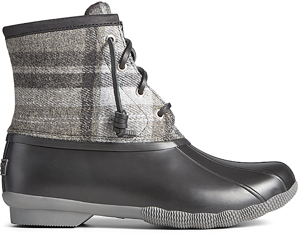 Saltwater Plaid Wool Duck Boot, Charcoal, dynamic