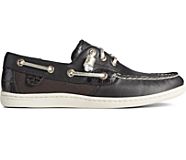 Songfish Croc Leather Boat Shoe, Black, dynamic