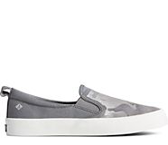 Crest Twin Gore Camo Metallic Leather Slip On Sneaker, Silver, dynamic