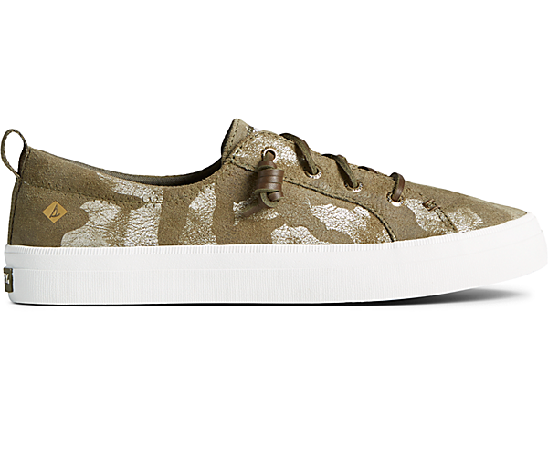 Crest Vibe Camo Metallic Leather Sneaker, Olive, dynamic