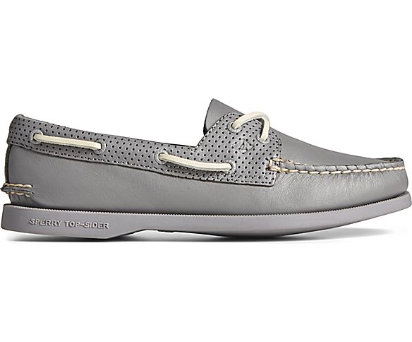 Authentic Original 2-Eye Pin Perforated Boat Shoe, Grey, dynamic