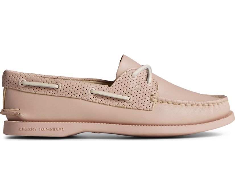 Authentic Original 2-Eye Pin Perforated Boat Shoe, Rose, dynamic 1