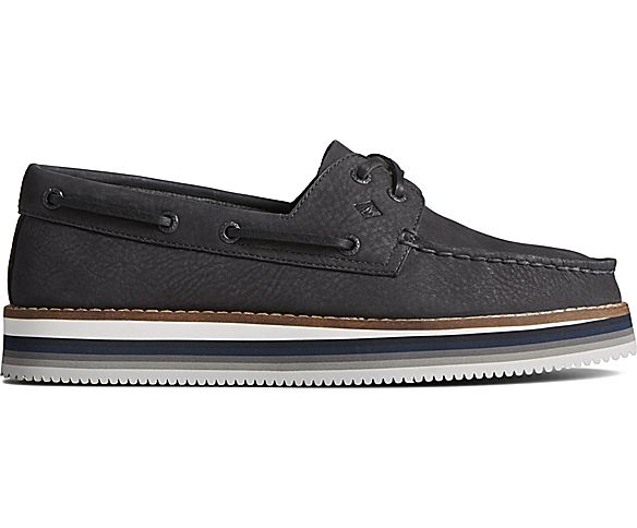 Authentic Original Stacked Boat Shoe, Black, dynamic