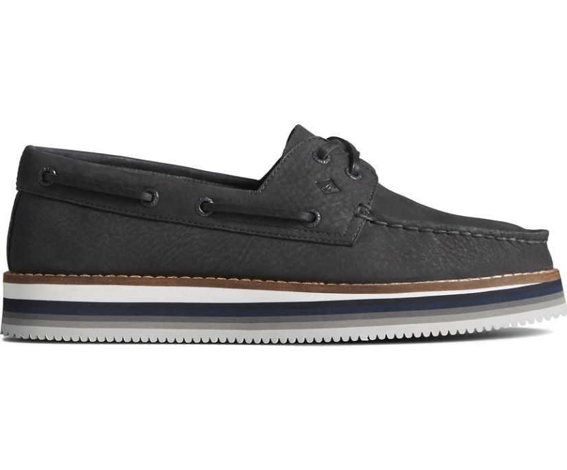 Authentic Original Stacked Boat Shoe, Black, dynamic 1