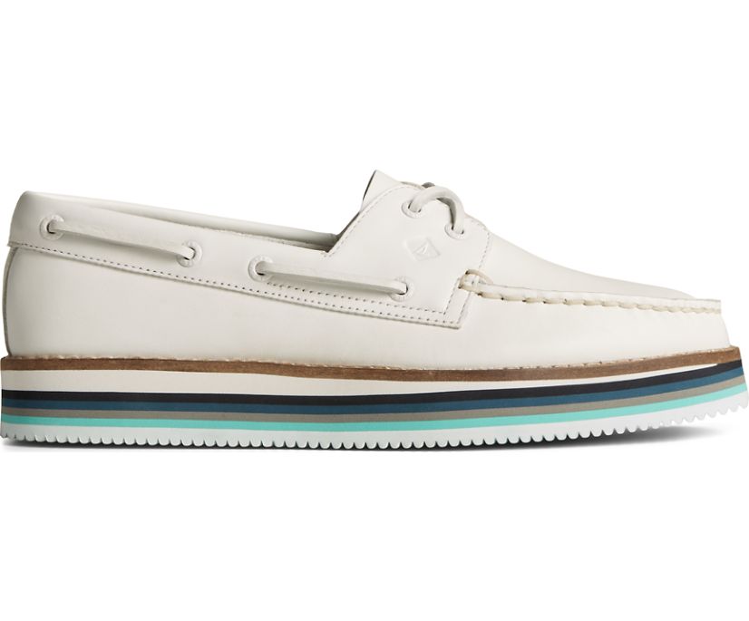 Authentic Original Stacked Boat Shoe, White, dynamic 1