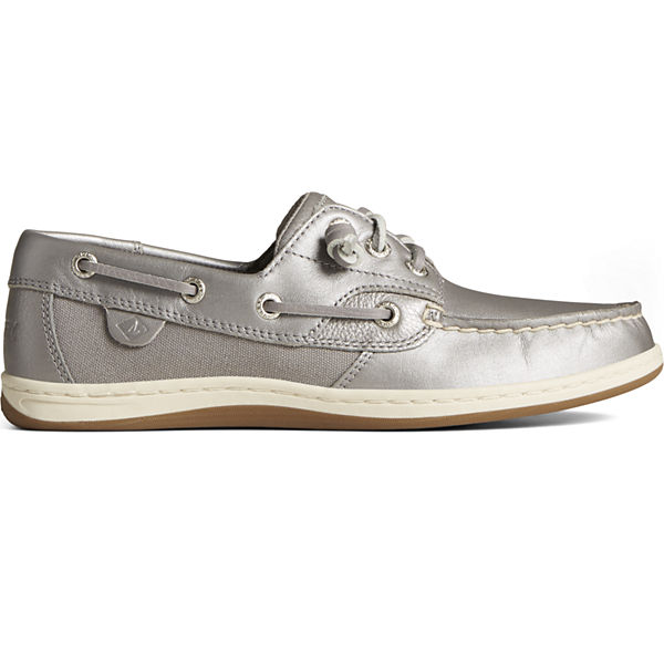 Songfish Pearlized Boat Shoe, Silver, dynamic