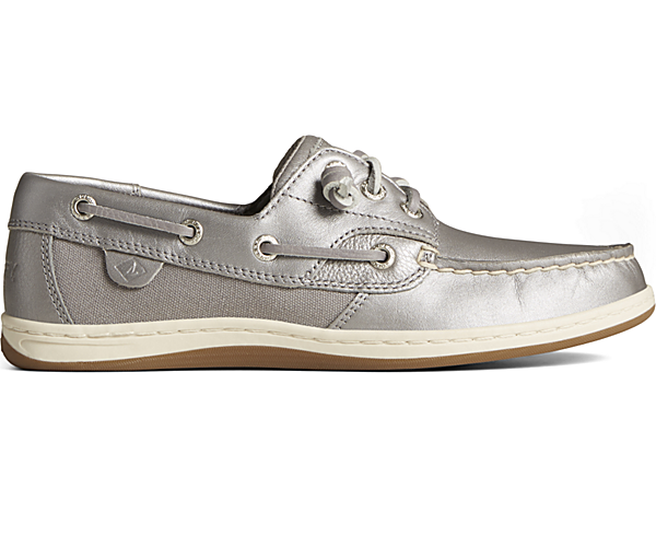Songfish Pearlized Boat Shoe, Silver, dynamic