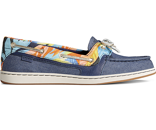 Starfish Coral Floral Boat Shoe, Navy Multi, dynamic