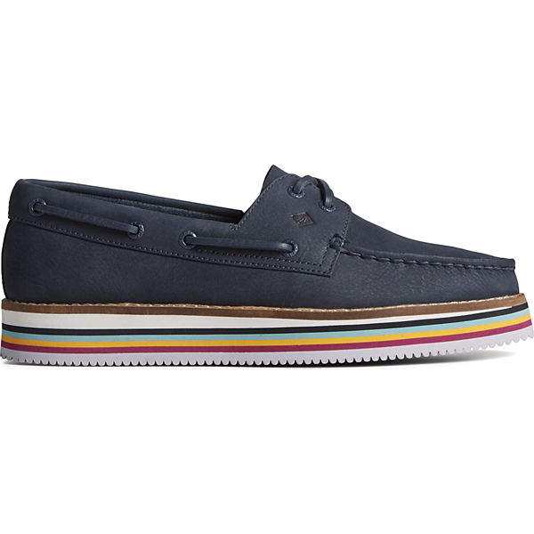 Authentic Original™ Stacked Boat Shoe, Navy, dynamic