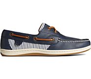 Koifish Leather Seersucker Boat Shoe, Navy, dynamic