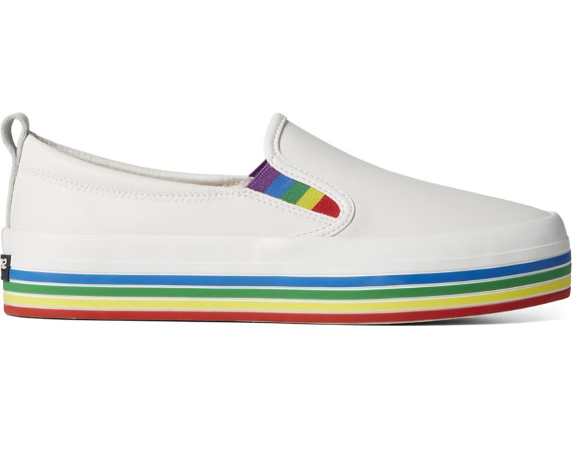 Pride Crest Twin Gore Platform Slip On Sneaker, White, dynamic 1